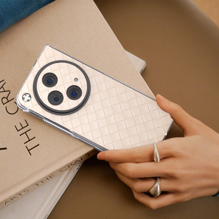 For OPPO Find N3 Woven Texture Transparent Frame PU Phone Case