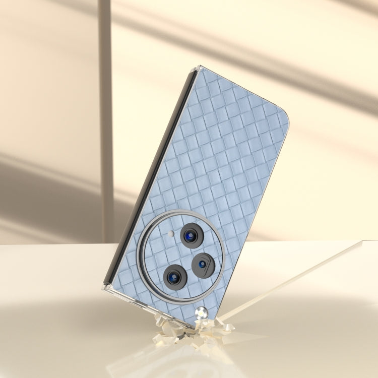 For OPPO Find N3 Woven Texture Transparent Frame PU Phone Case