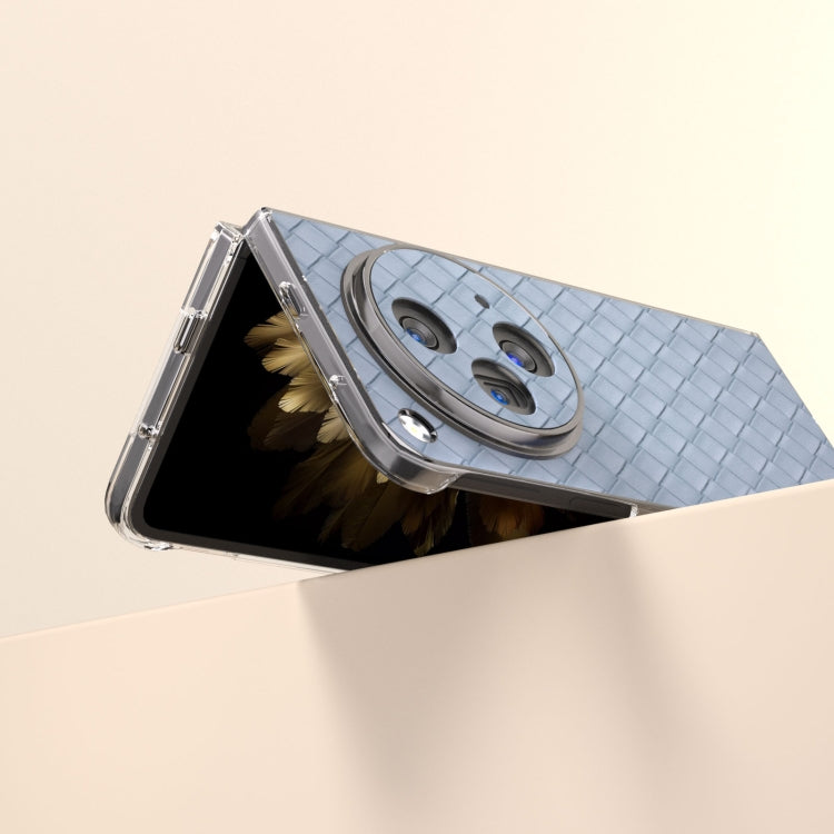 For OPPO Find N3 Woven Texture Transparent Frame PU Phone Case