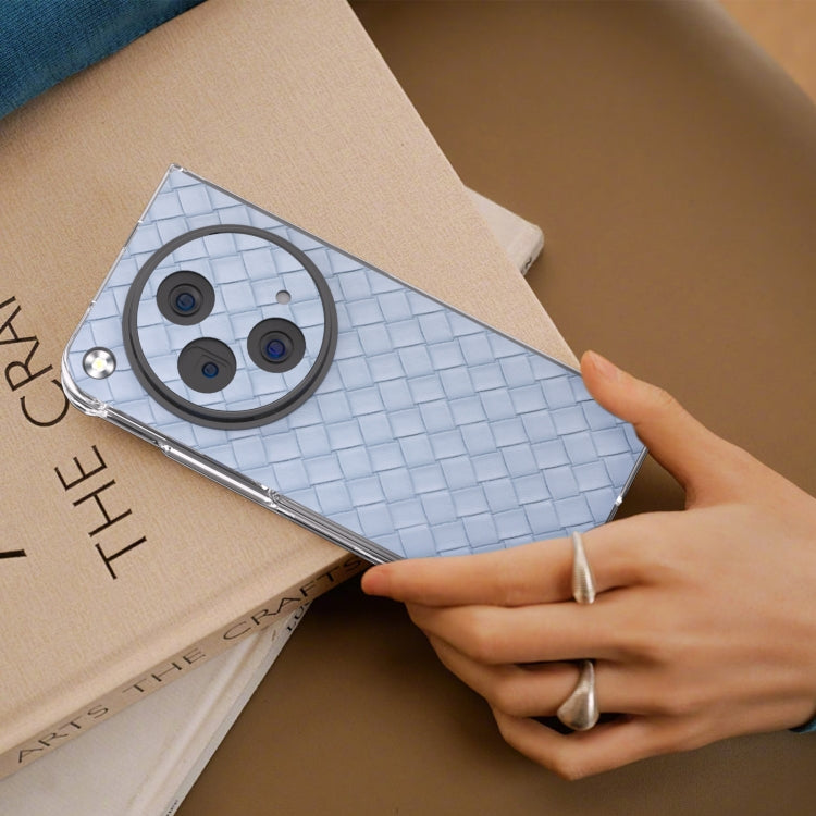For OPPO Find N3 Woven Texture Transparent Frame PU Phone Case
