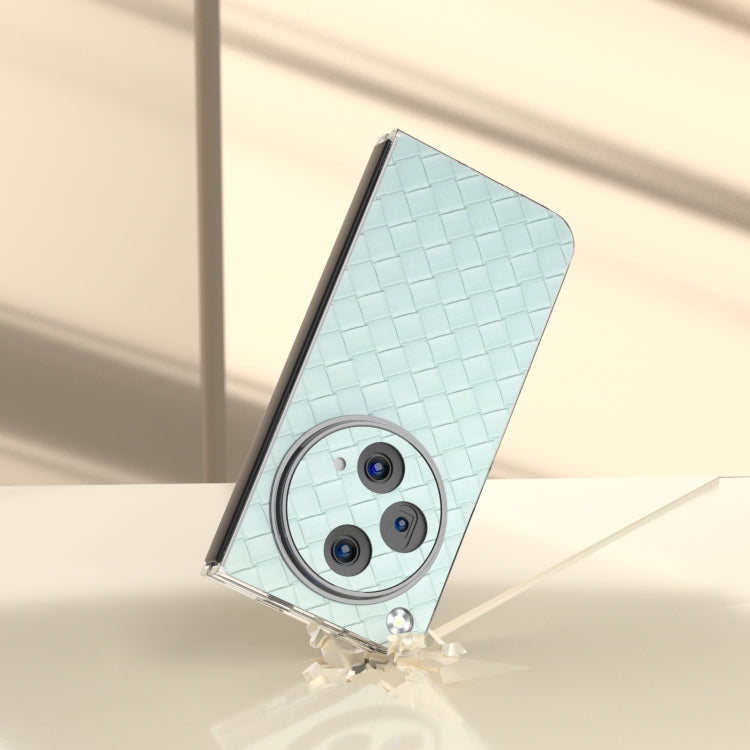 For OPPO Find N3 Woven Texture Transparent Frame PU Phone Case