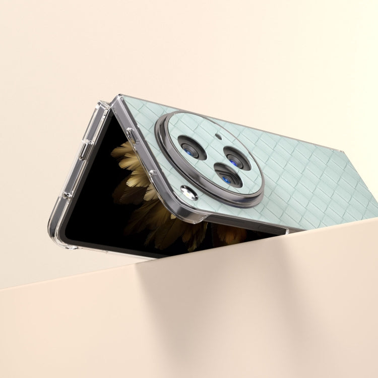 For OPPO Find N3 Woven Texture Transparent Frame PU Phone Case