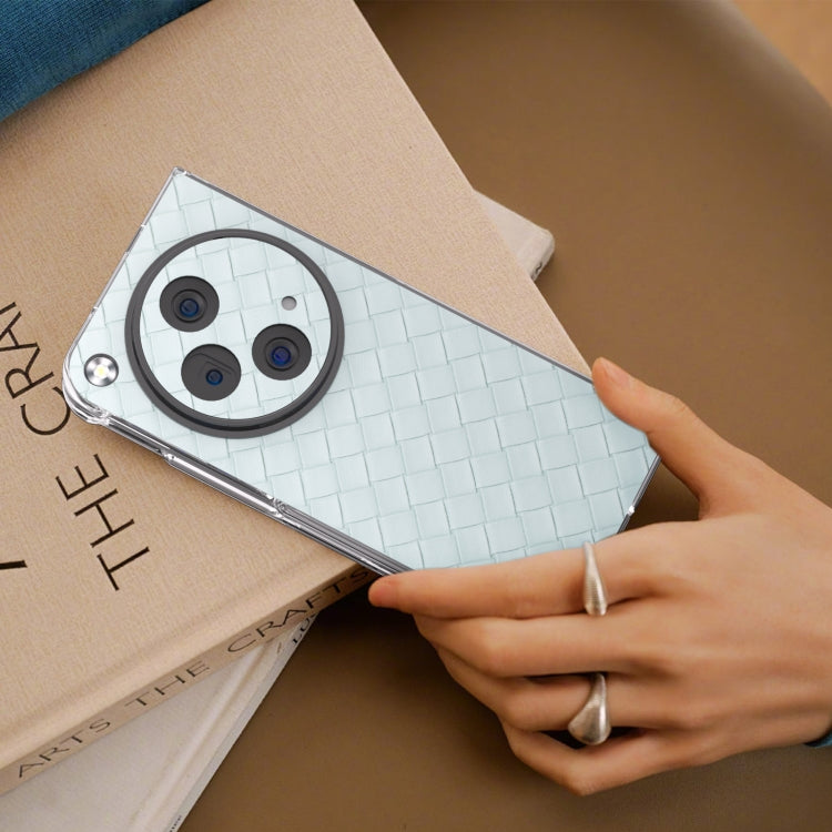 For OPPO Find N3 Woven Texture Transparent Frame PU Phone Case