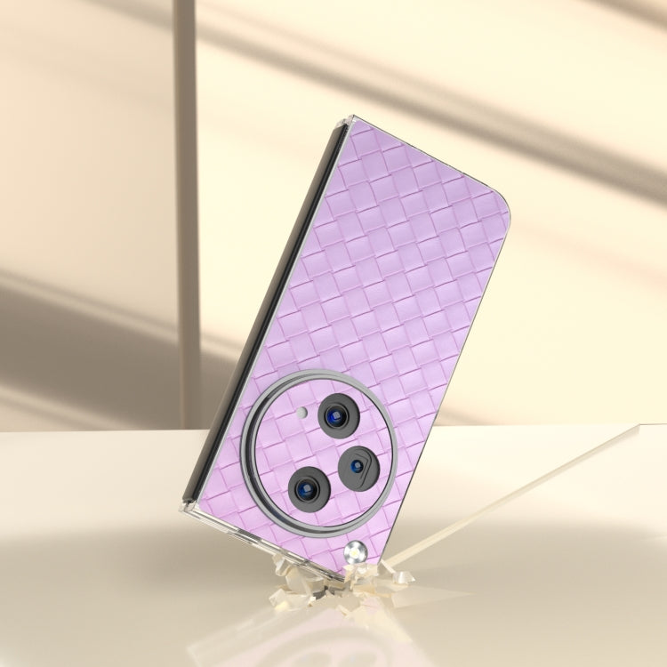 For OPPO Find N3 Woven Texture Transparent Frame PU Phone Case