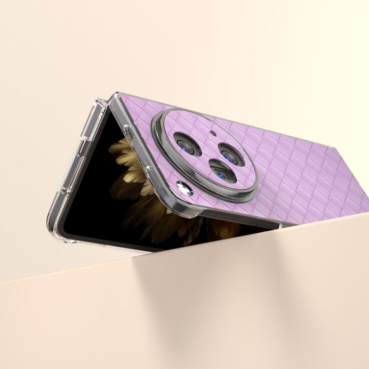 For OPPO Find N3 Woven Texture Transparent Frame PU Phone Case