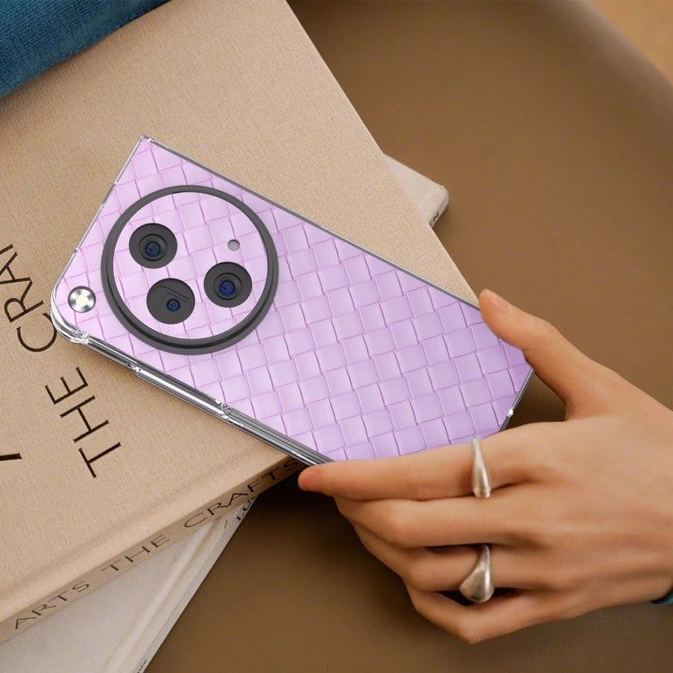 For OPPO Find N3 Woven Texture Transparent Frame PU Phone Case