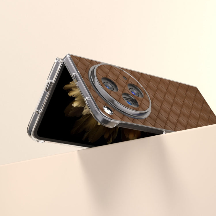 For OPPO Find N3 Woven Texture Transparent Frame PU Phone Case