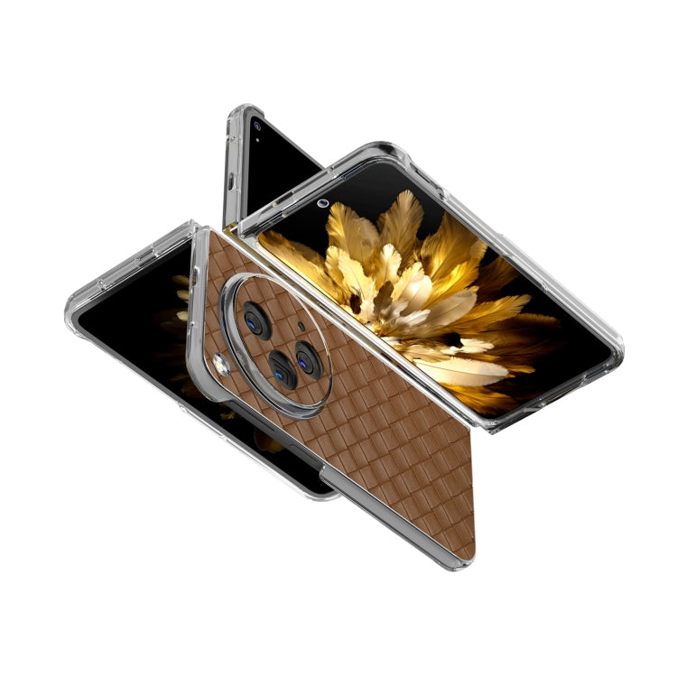 For OPPO Find N3 Woven Texture Transparent Frame PU Phone Case