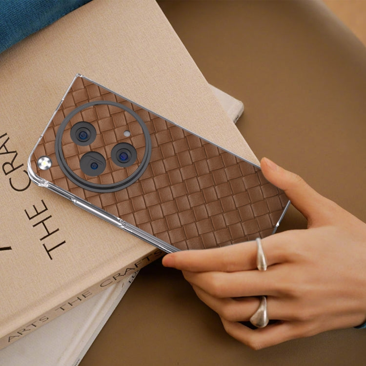 For OPPO Find N3 Woven Texture Transparent Frame PU Phone Case