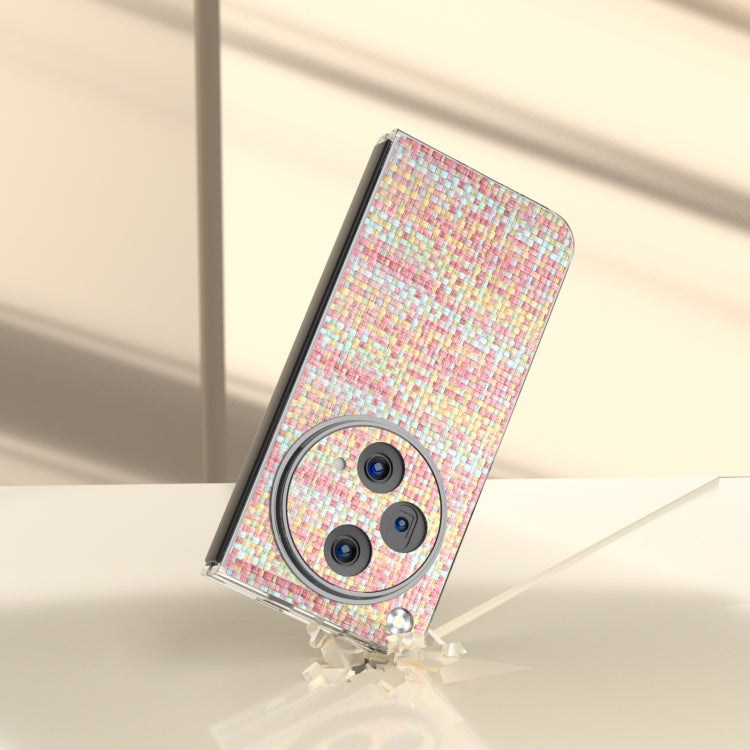 For OPPO Find N3 Colorful Rhombic Texture Transparent Frame PU Phone Case