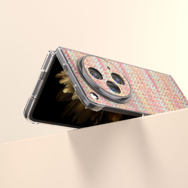 For OPPO Find N3 Colorful Rhombic Texture Transparent Frame PU Phone Case