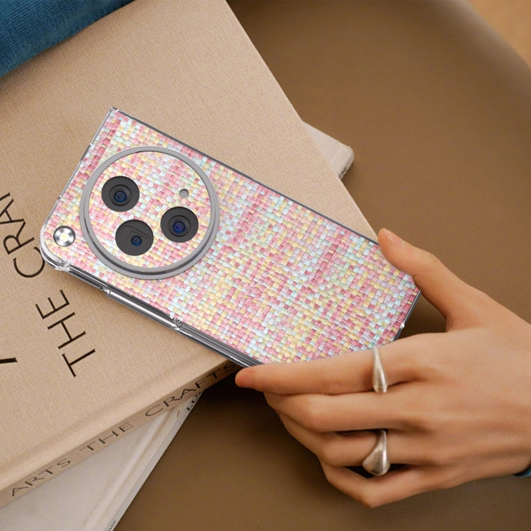 For OPPO Find N3 Colorful Rhombic Texture Transparent Frame PU Phone Case