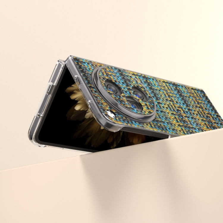 For OPPO Find N3 Colorful Rhombic Texture Transparent Frame PU Phone Case