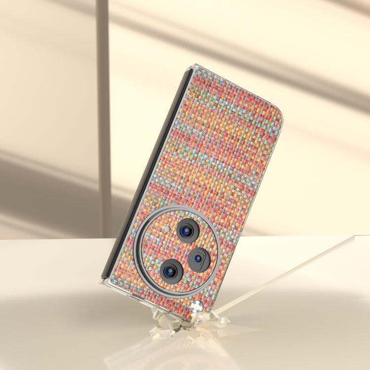 For OPPO Find N3 Colorful Rhombic Texture Transparent Frame PU Phone Case