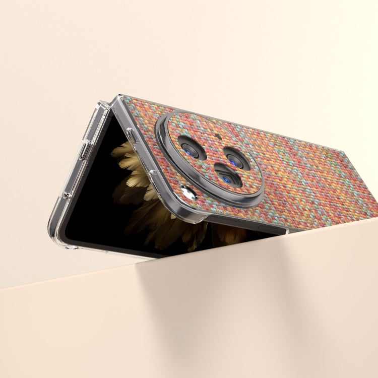 For OPPO Find N3 Colorful Rhombic Texture Transparent Frame PU Phone Case