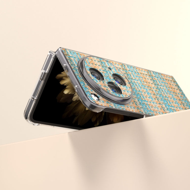 For OPPO Find N3 Colorful Rhombic Texture Transparent Frame PU Phone Case