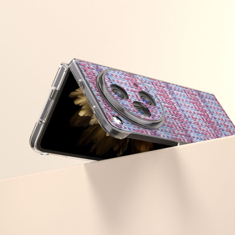 For OPPO Find N3 Colorful Rhombic Texture Transparent Frame PU Phone Case