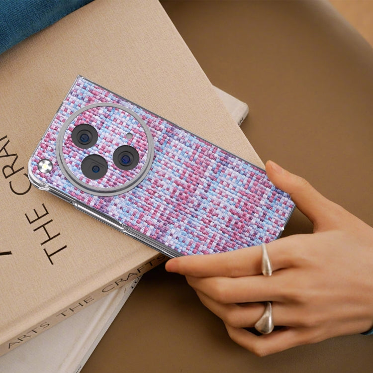 For OPPO Find N3 Colorful Rhombic Texture Transparent Frame PU Phone Case