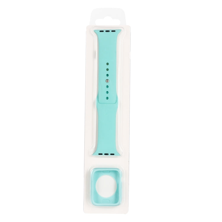 For Apple Watch Series 6 & SE & 5 & 4 44mm Silicone Watch Band + Watch Protective Case Set