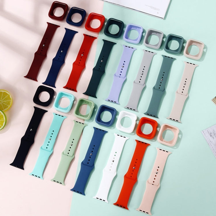 For Apple Watch Series 6 & SE & 5 & 4 40mm Silicone Watch Band + Watch Protective Case Set