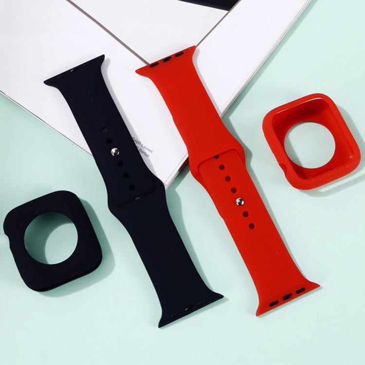 For Apple Watch Series 6 & SE & 5 & 4 44mm Silicone Watch Band + Watch Protective Case Set