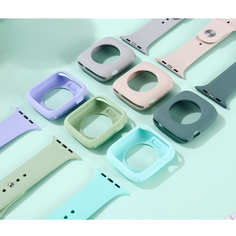 For Apple Watch Series 6 & SE & 5 & 4 44mm Silicone Watch Band + Watch Protective Case Set
