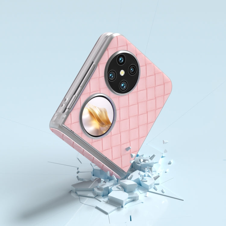 For Huawei Pocket 2 3 in 1 Woven Texture Frosted Translucent Frame PU Phone Case