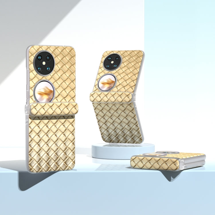 For Huawei Pocket 2 3 in 1 Woven Texture Frosted Translucent Frame PU Phone Case
