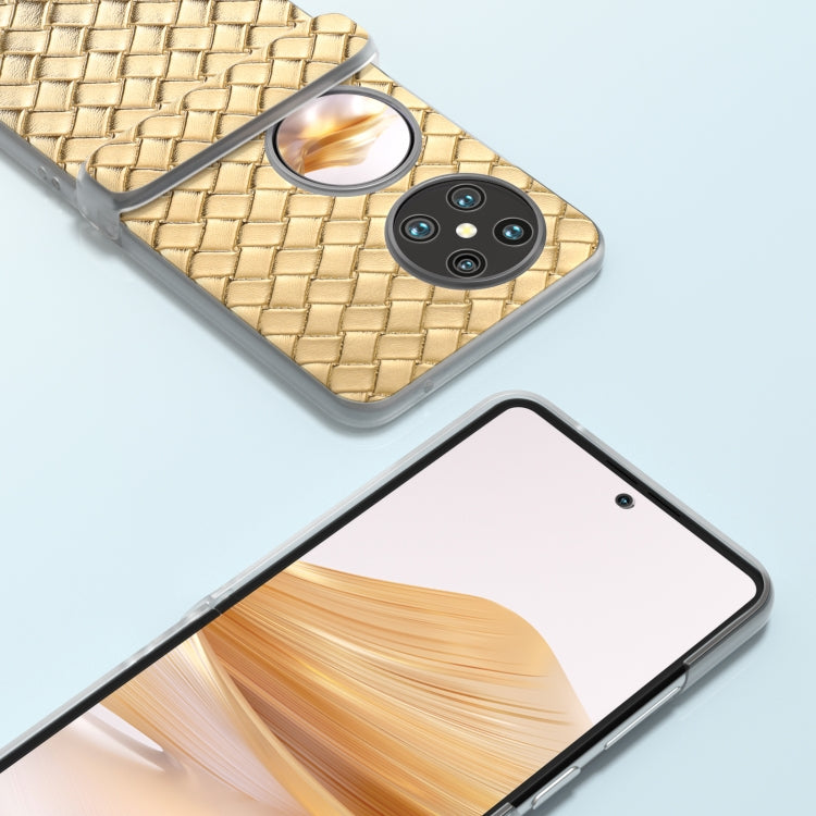 For Huawei Pocket 2 3 in 1 Woven Texture Frosted Translucent Frame PU Phone Case
