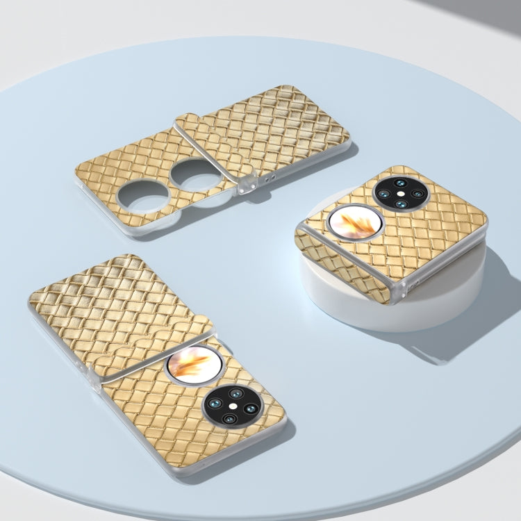 For Huawei Pocket 2 3 in 1 Woven Texture Frosted Translucent Frame PU Phone Case