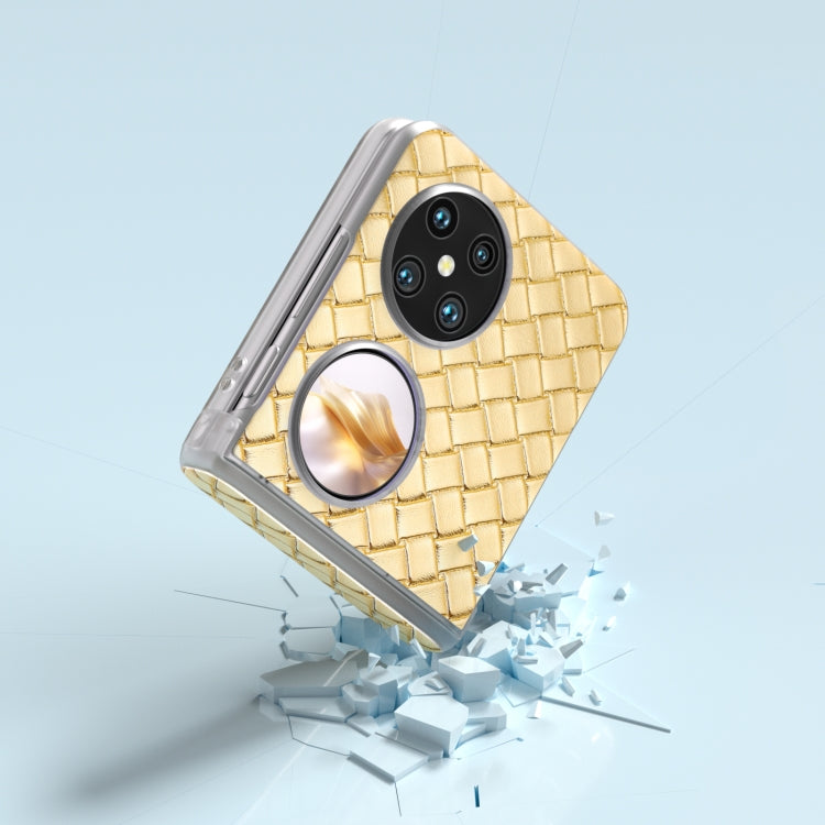 For Huawei Pocket 2 3 in 1 Woven Texture Frosted Translucent Frame PU Phone Case