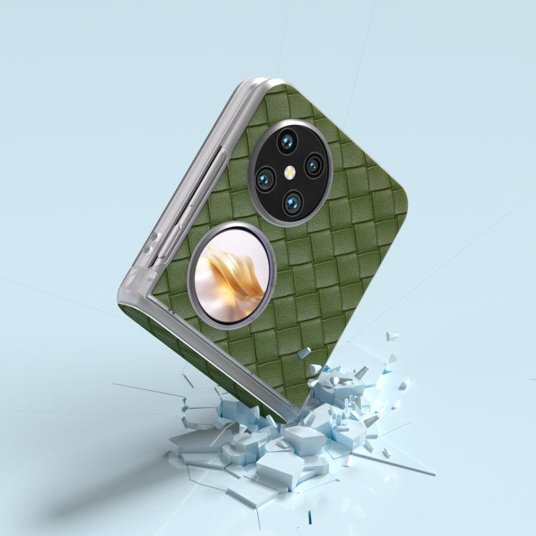 For Huawei Pocket 2 3 in 1 Woven Texture Frosted Translucent Frame PU Phone Case