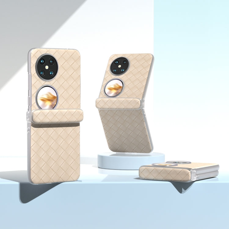 For Huawei Pocket 2 3 in 1 Woven Texture Frosted Translucent Frame PU Phone Case