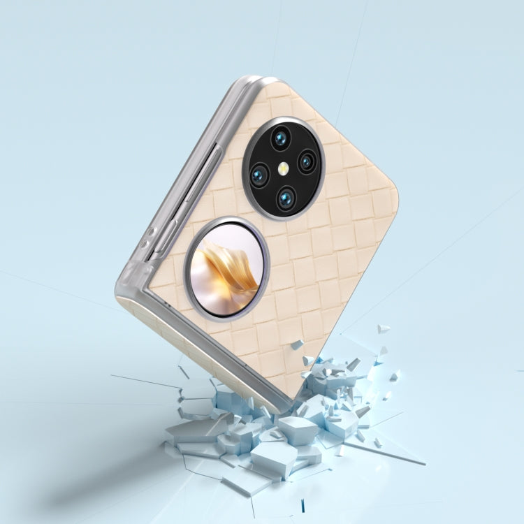 For Huawei Pocket 2 3 in 1 Woven Texture Frosted Translucent Frame PU Phone Case