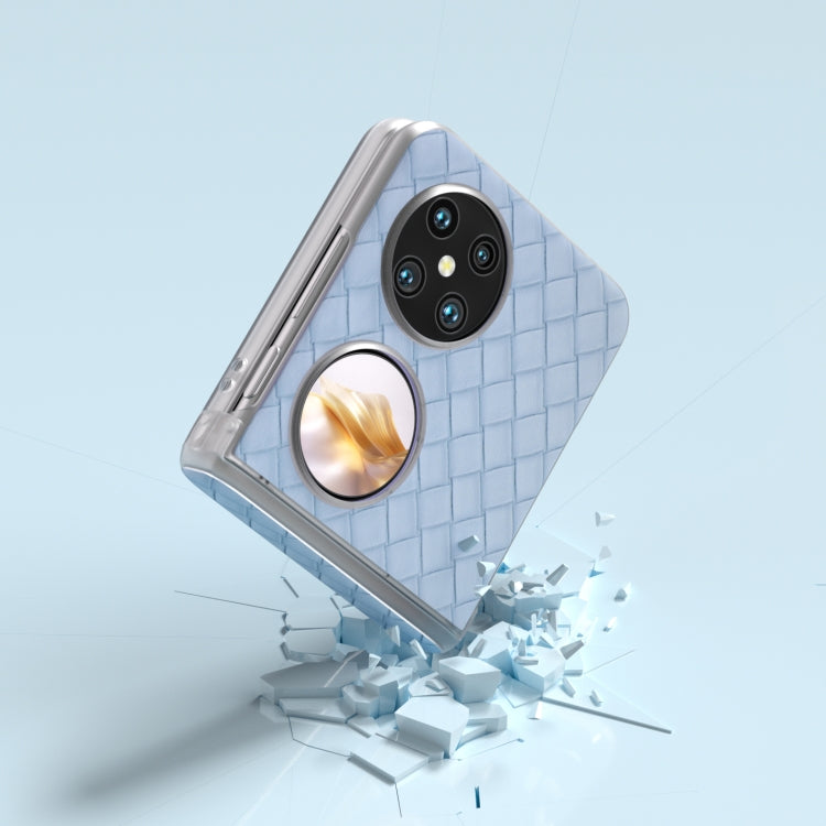 For Huawei Pocket 2 3 in 1 Woven Texture Frosted Translucent Frame PU Phone Case