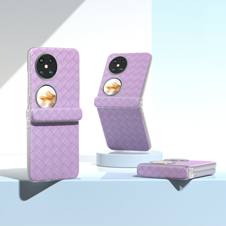 For Huawei Pocket 2 3 in 1 Woven Texture Frosted Translucent Frame PU Phone Case