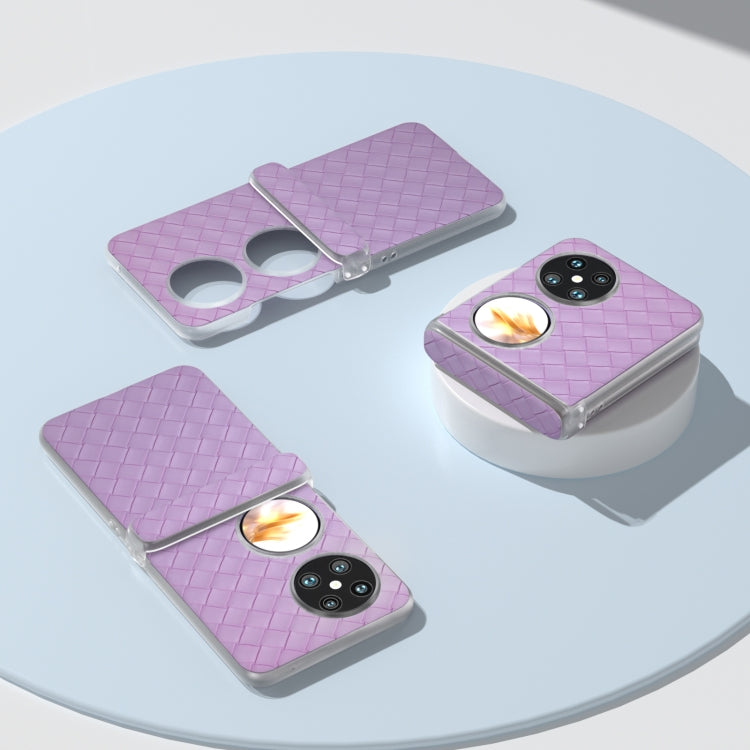 For Huawei Pocket 2 3 in 1 Woven Texture Frosted Translucent Frame PU Phone Case