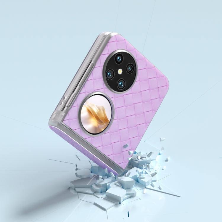 For Huawei Pocket 2 3 in 1 Woven Texture Frosted Translucent Frame PU Phone Case