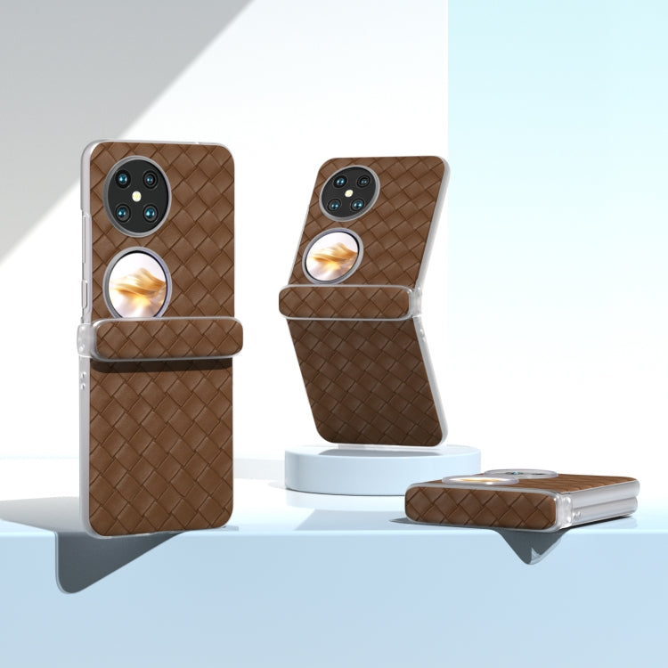 For Huawei Pocket 2 3 in 1 Woven Texture Frosted Translucent Frame PU Phone Case