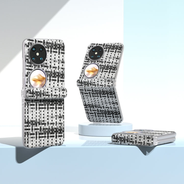 For Huawei Pocket 2 3 in 1 Colorful Rhombic Texture Frosted Translucent Frame PU Phone Case