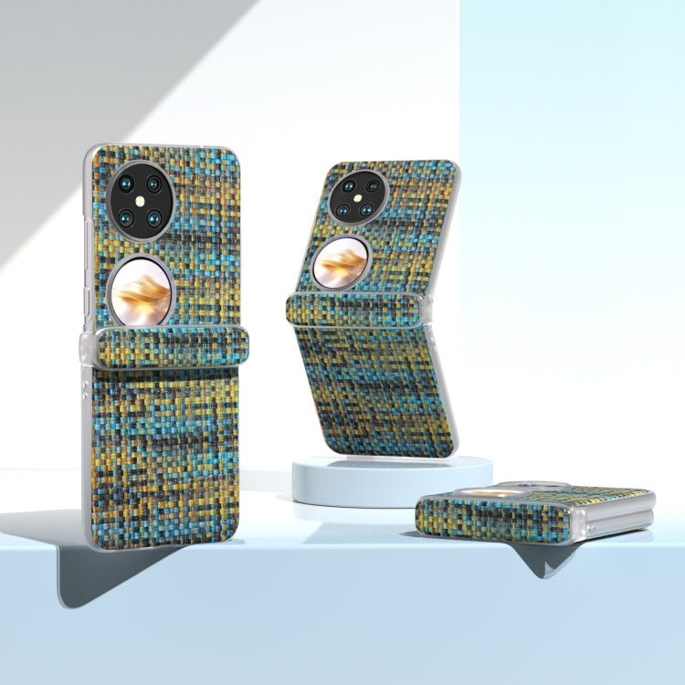 For Huawei Pocket 2 3 in 1 Colorful Rhombic Texture Frosted Translucent Frame PU Phone Case