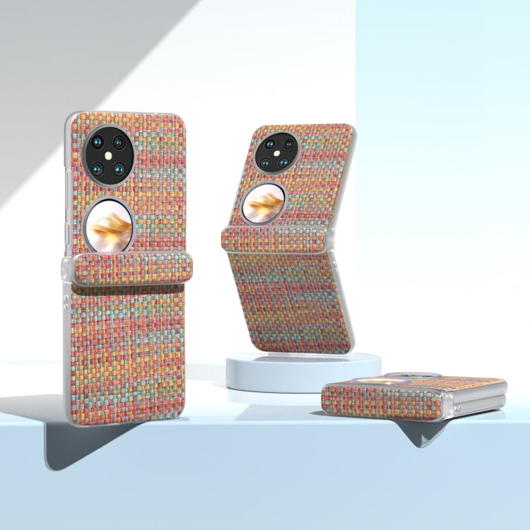 For Huawei Pocket 2 3 in 1 Colorful Rhombic Texture Frosted Translucent Frame PU Phone Case