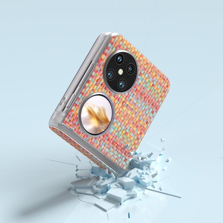 For Huawei Pocket 2 3 in 1 Colorful Rhombic Texture Frosted Translucent Frame PU Phone Case