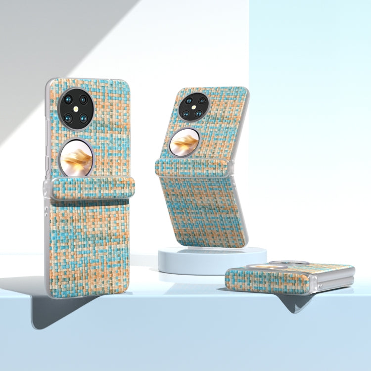 For Huawei Pocket 2 3 in 1 Colorful Rhombic Texture Frosted Translucent Frame PU Phone Case