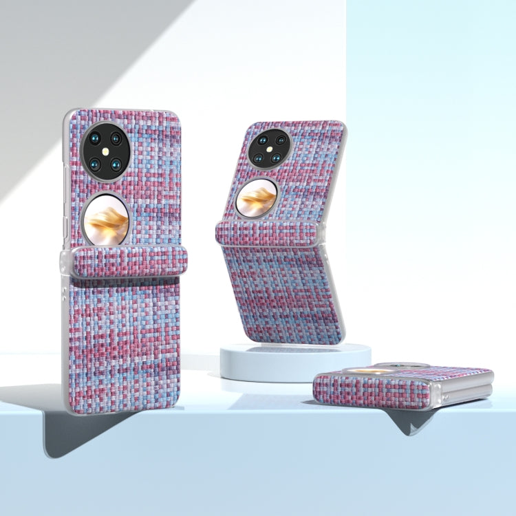 For Huawei Pocket 2 3 in 1 Colorful Rhombic Texture Frosted Translucent Frame PU Phone Case