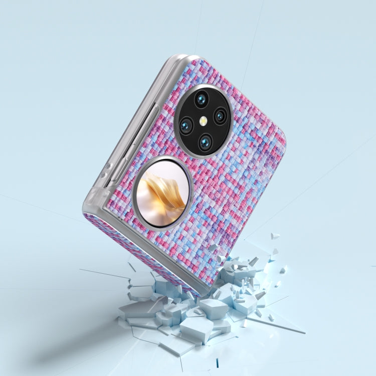 For Huawei Pocket 2 3 in 1 Colorful Rhombic Texture Frosted Translucent Frame PU Phone Case