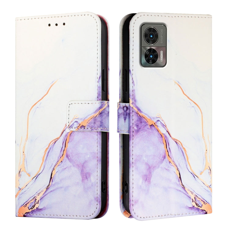 For Motorola Edge 30 Neo PT003 Marble Pattern Flip Leather Phone Case