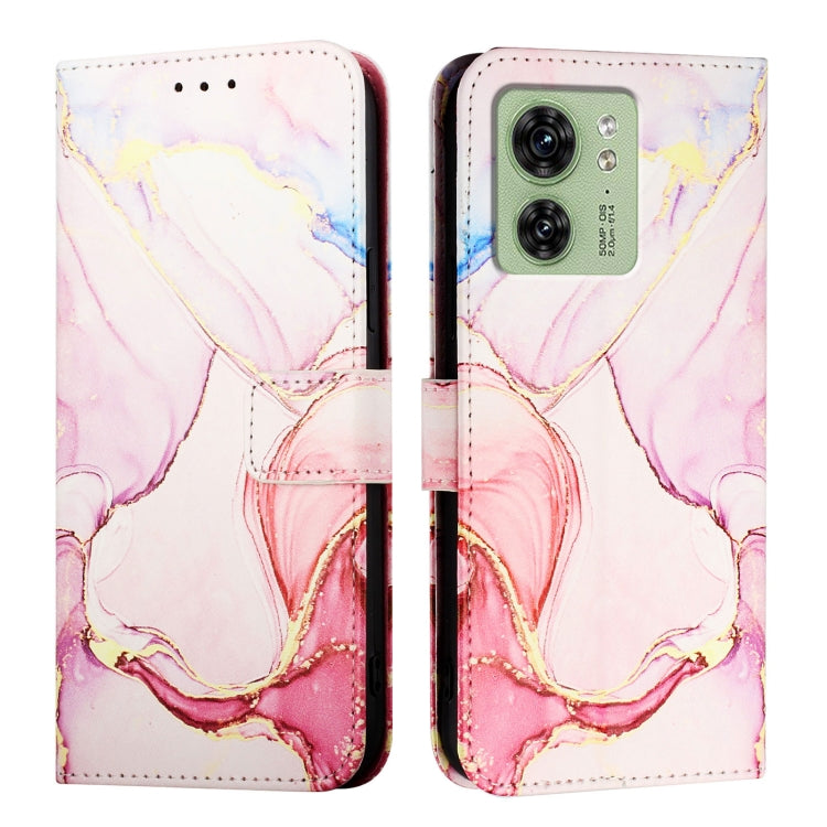 For Motorola Edge 40 5G Global PT003 Marble Pattern Flip Leather Phone Case