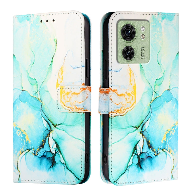 For Motorola Edge 40 5G Global PT003 Marble Pattern Flip Leather Phone Case