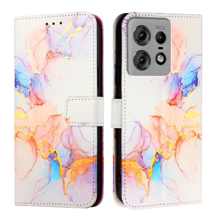 For Motorola Edge 50 Pro PT003 Marble Pattern Flip Leather Phone Case
